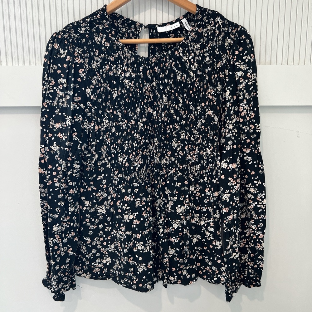 Chic Black Floral Women's Blouse